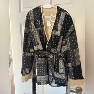 NWT - patchwork paisley Sherpa wrap coat